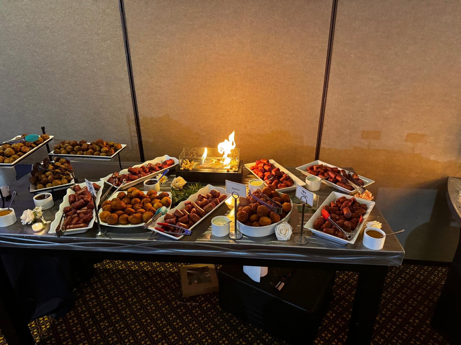 Premium catering display and setup for private celebration